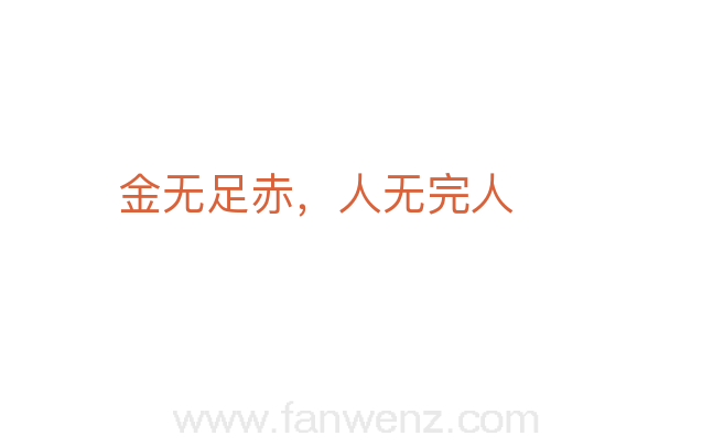金无足赤，人无完人